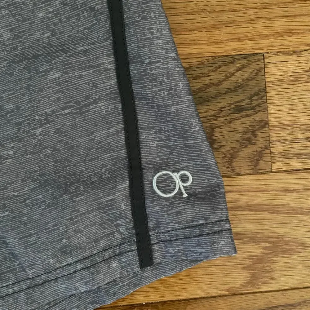 OP Ocean Pacific Mens 2XL Swim Trunks Board Shorts Gray Black Drawstring